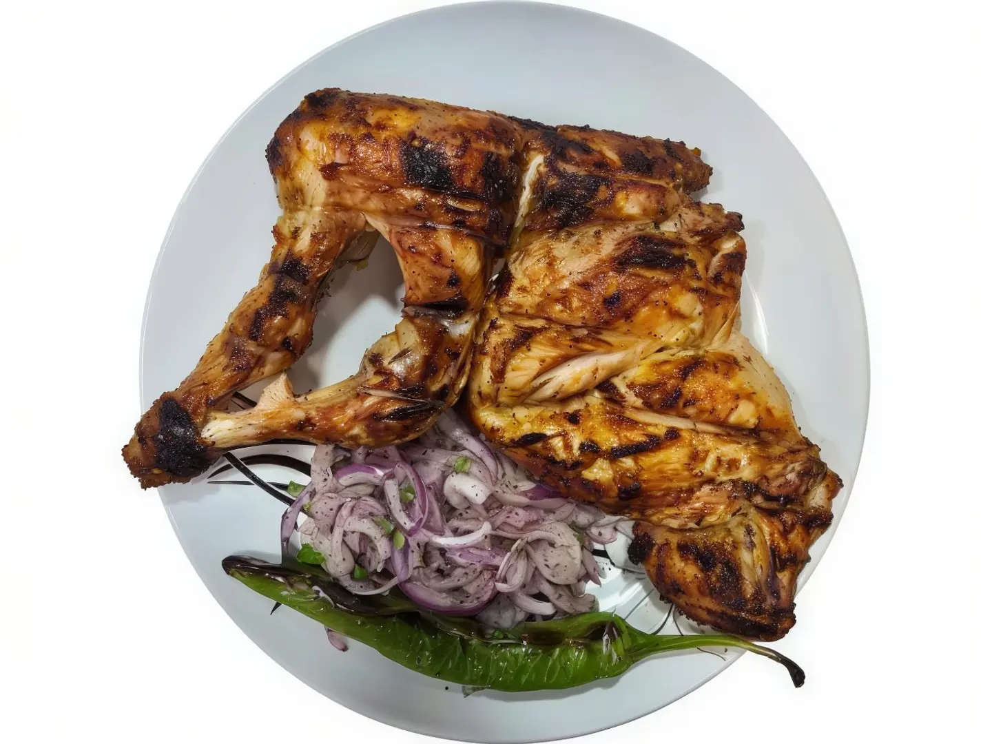 نصف دجاج على الفحم