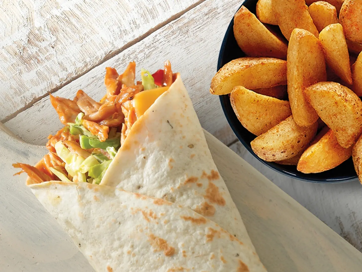 Pulled Chicken Pita Or Wrap +1 Regular Side
