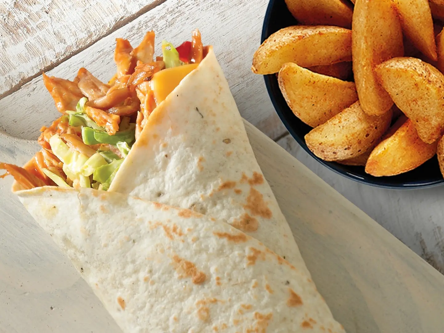 Pulled Chicken Pita Or Wrap +1 Regular Side