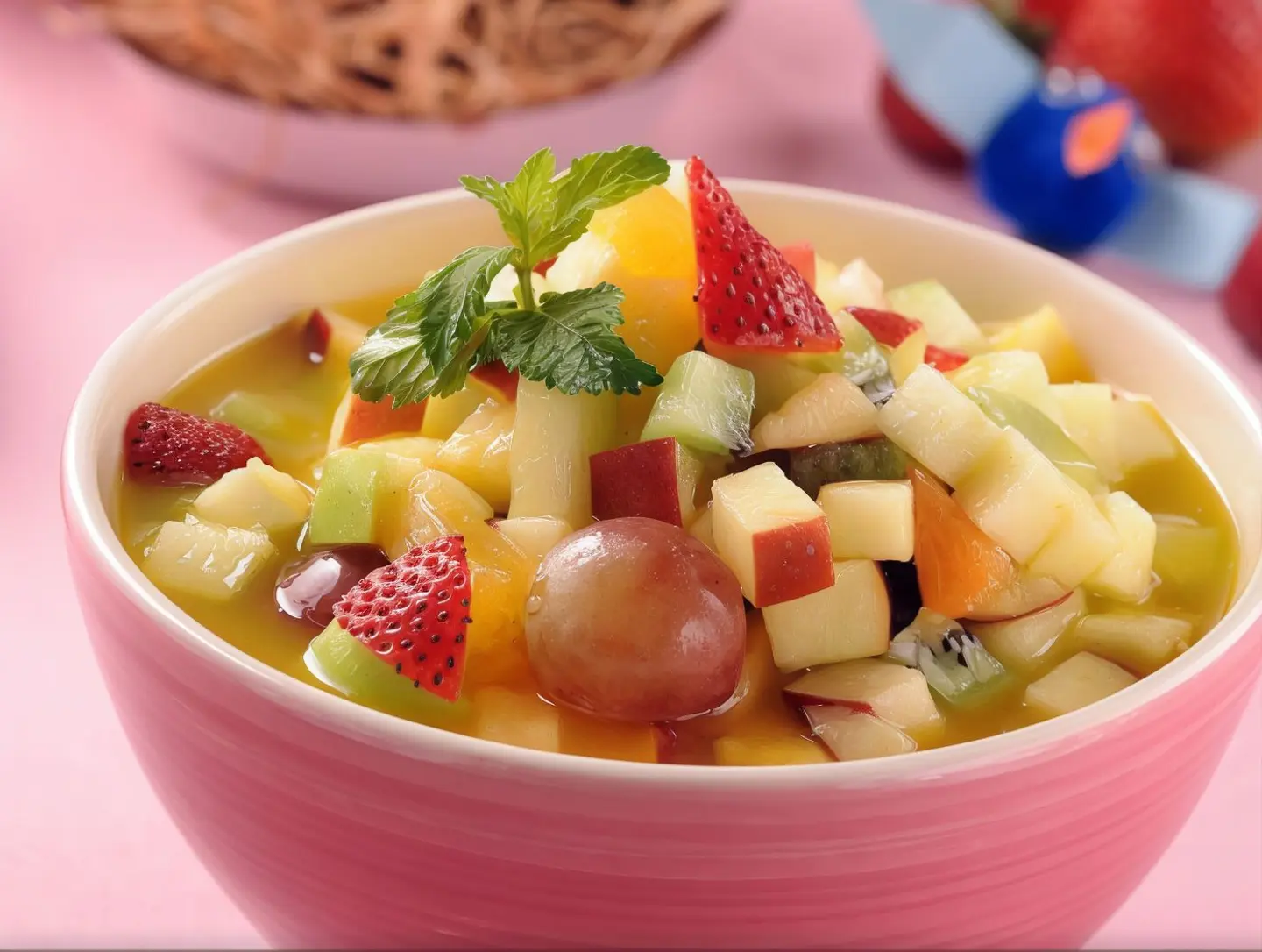Cut Fruits With Mango Jui