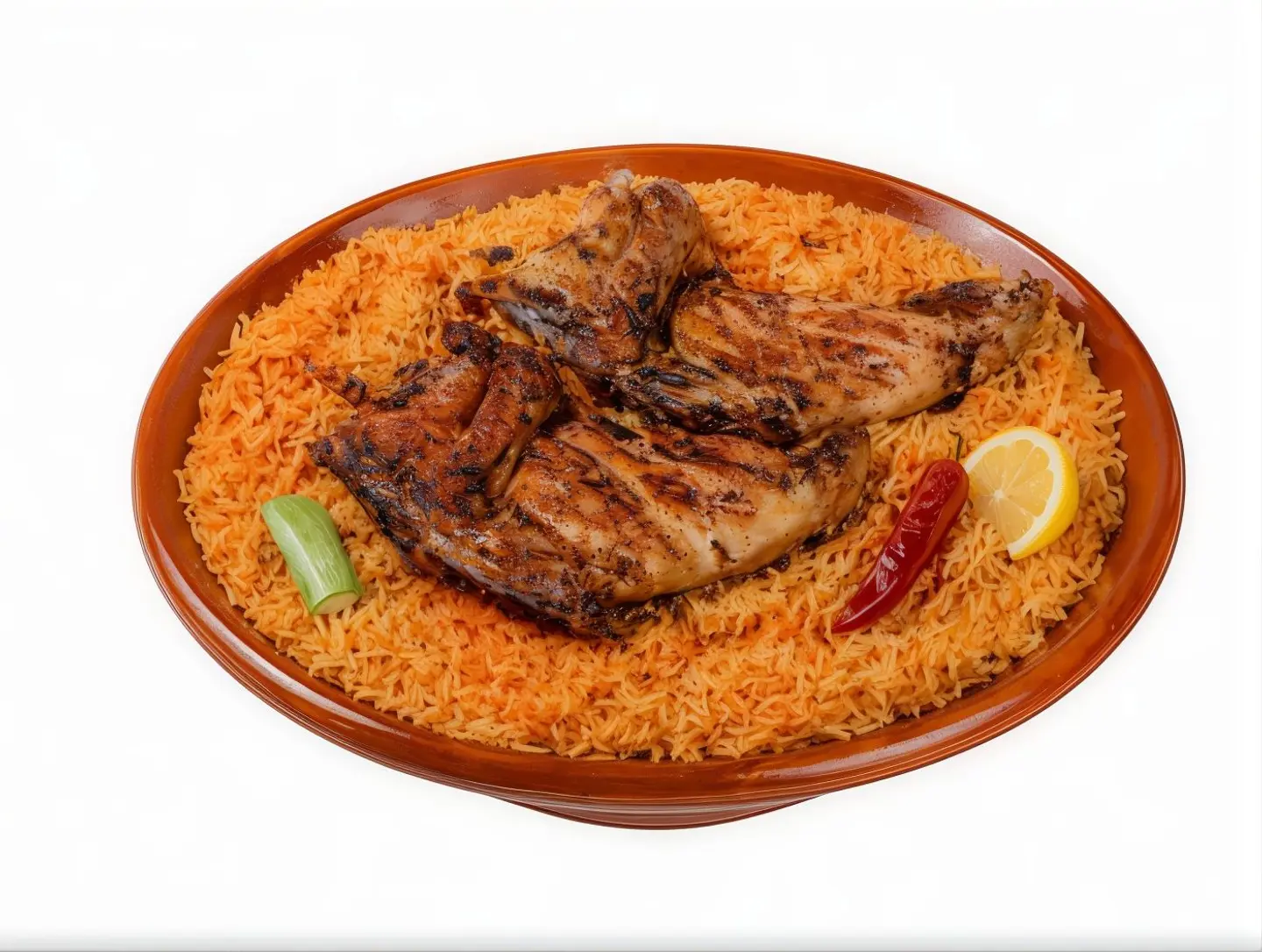 دجاج علي الفحم مع رز من اختيارك