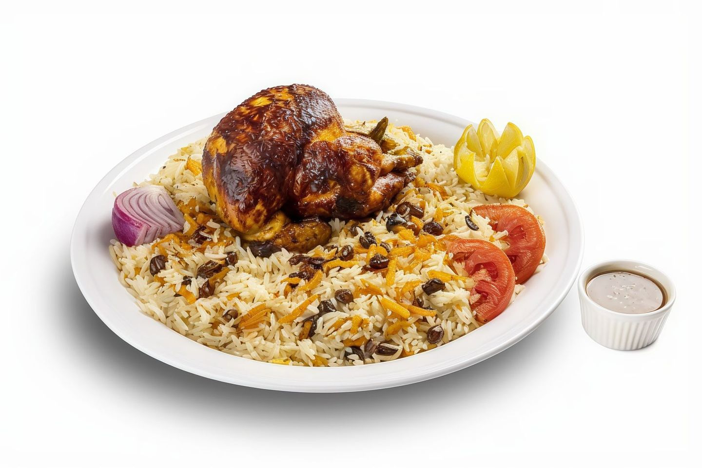 نص حبة دجاج شواية ارز أبيض