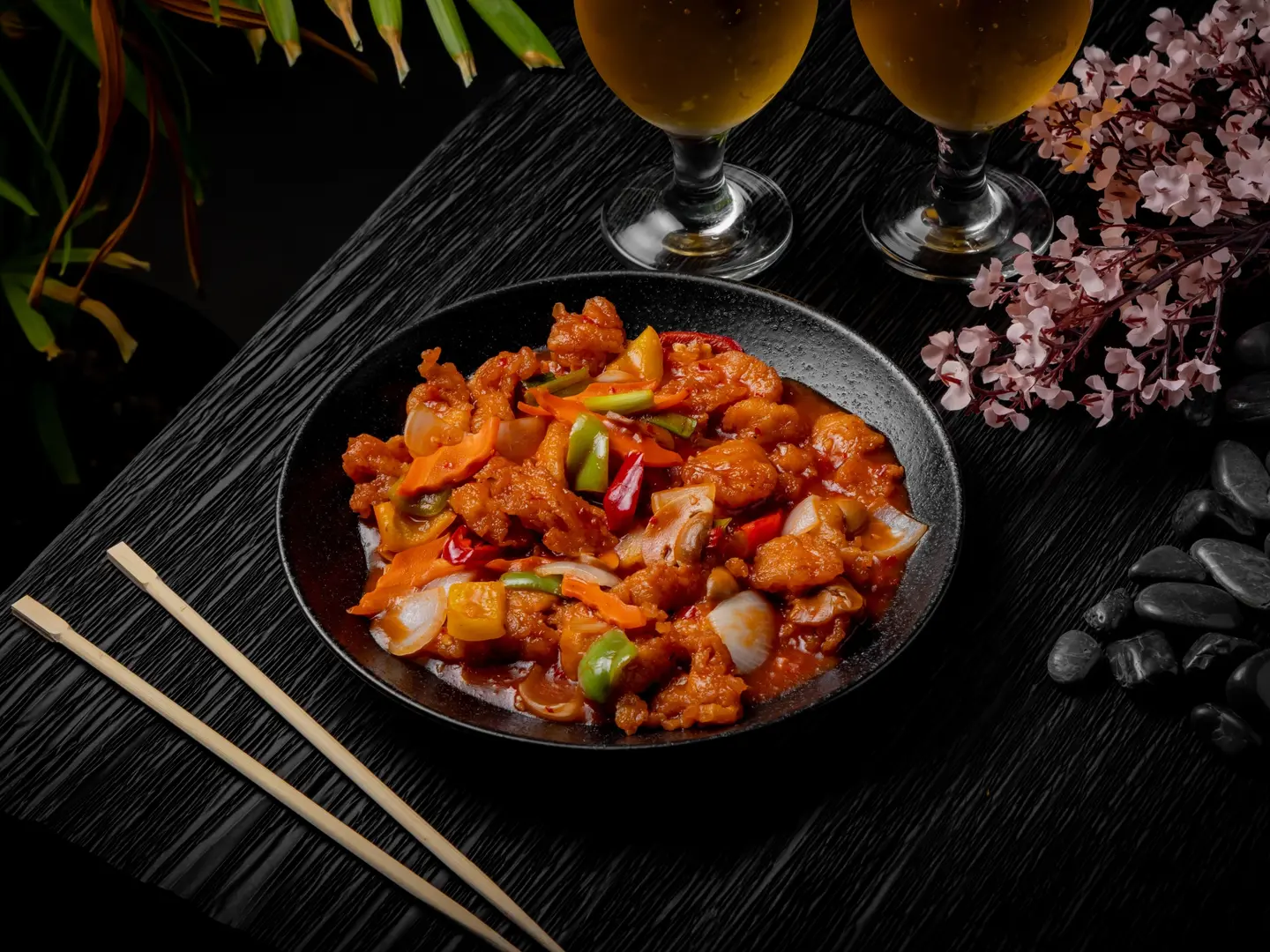 دجاج بالفلفل والثوم