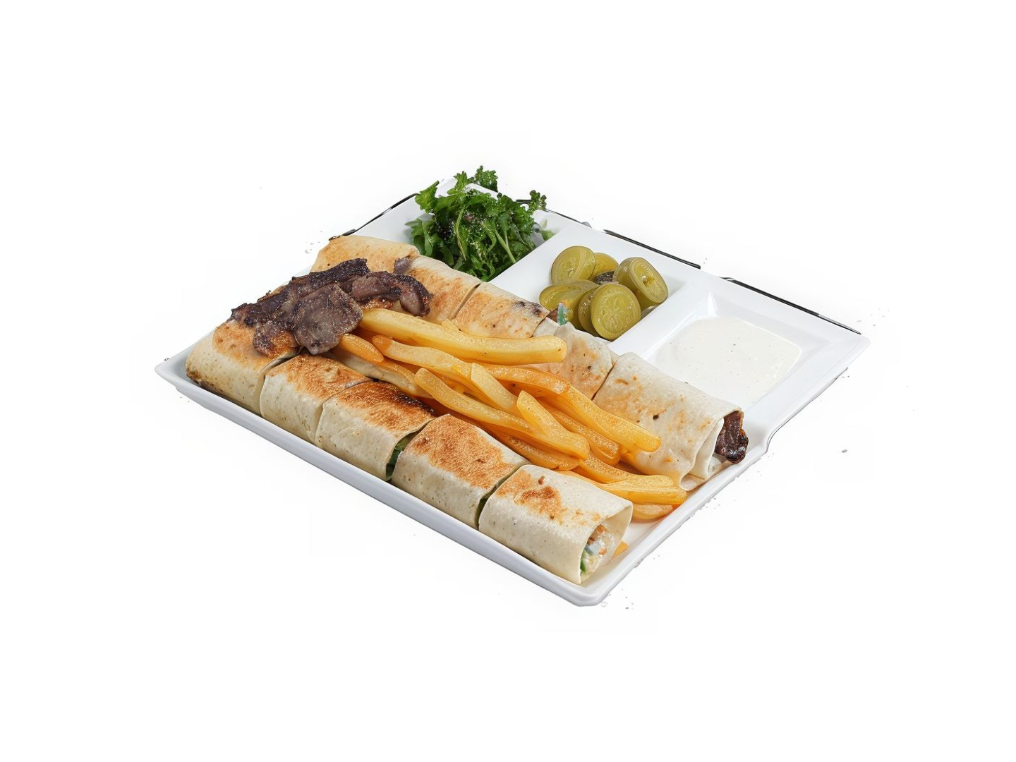 طبق شاورما عربي لحم كبير