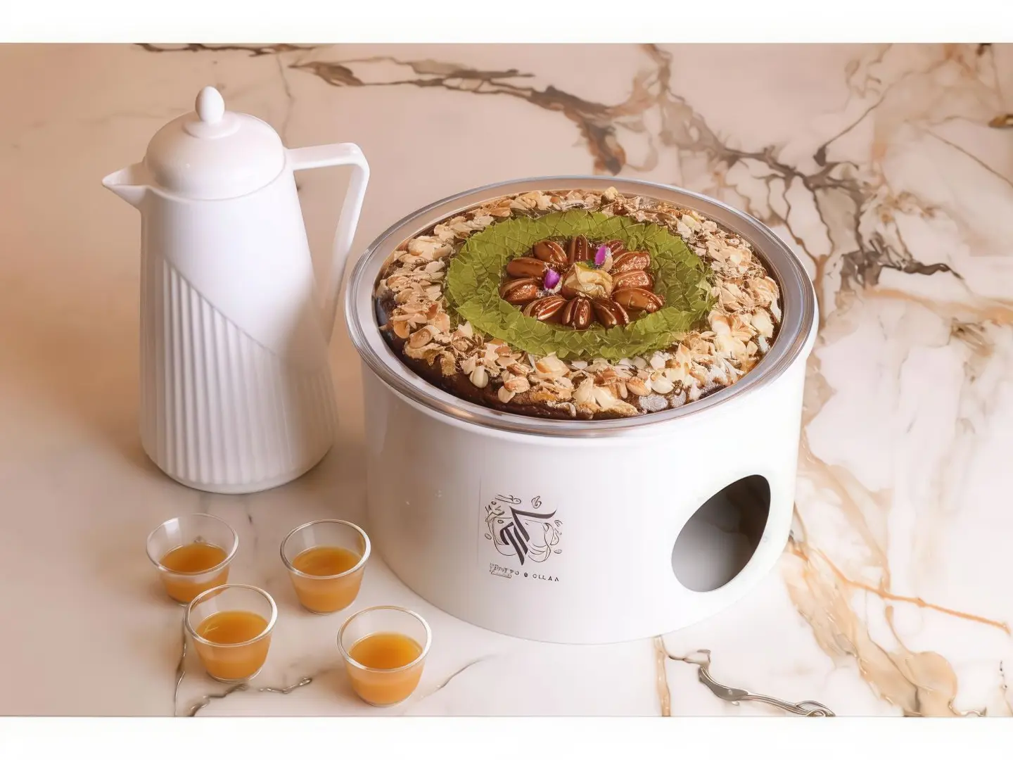 Small Date Pudding Sakhan Box With Coffee