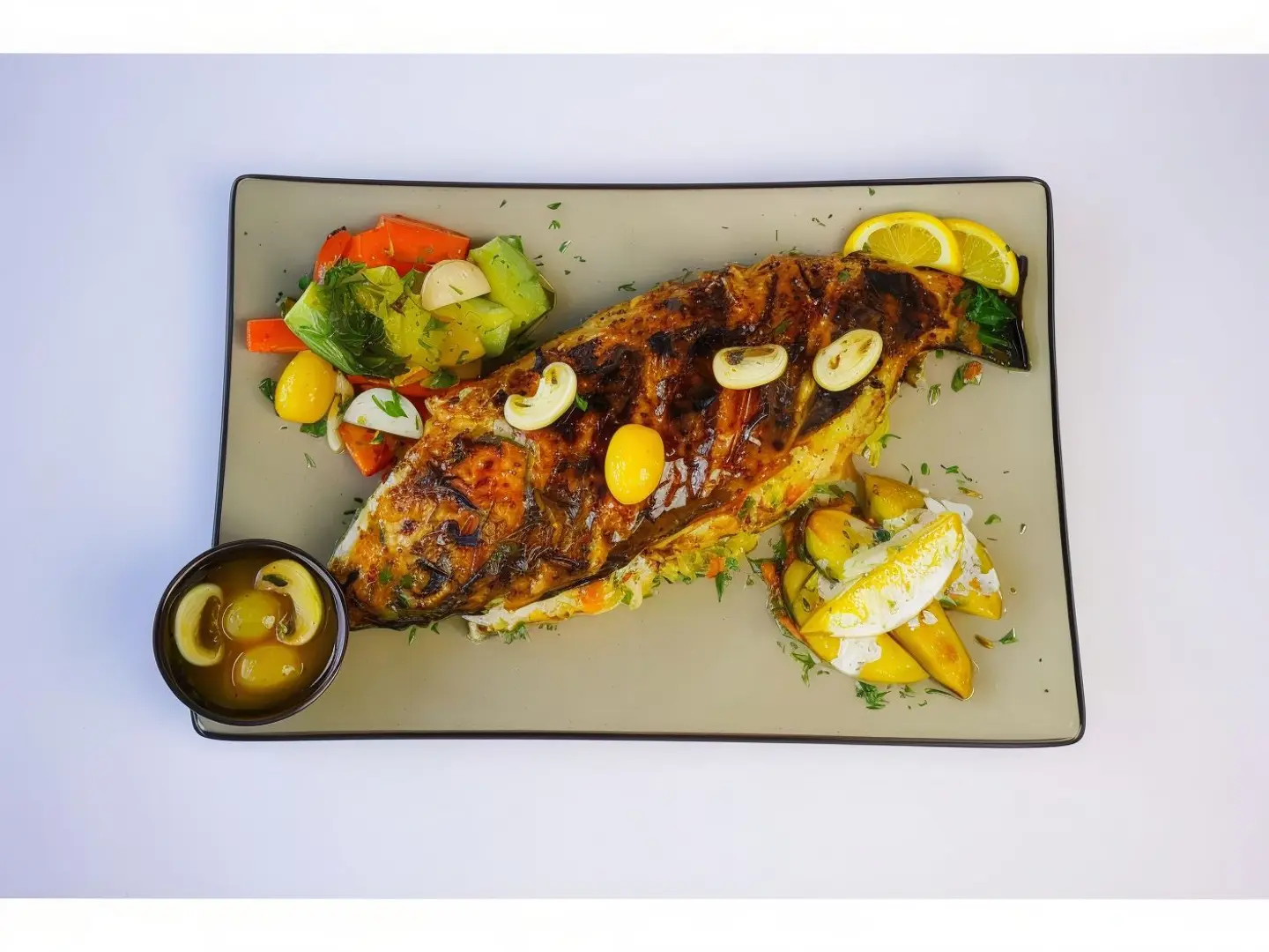 Grilled Bouri Dish With Oil And Lemon