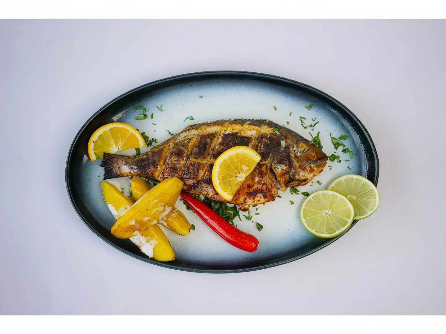 Grilled Tilapia Dish With Oil And Lemon