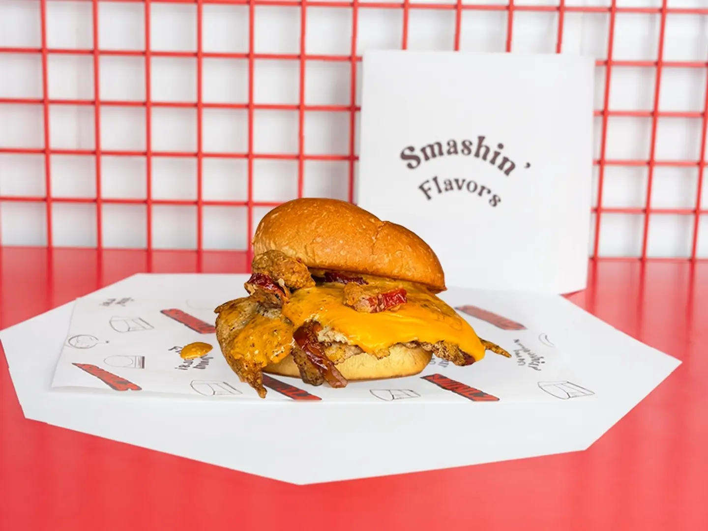 Flaming Chicken Smash Burger