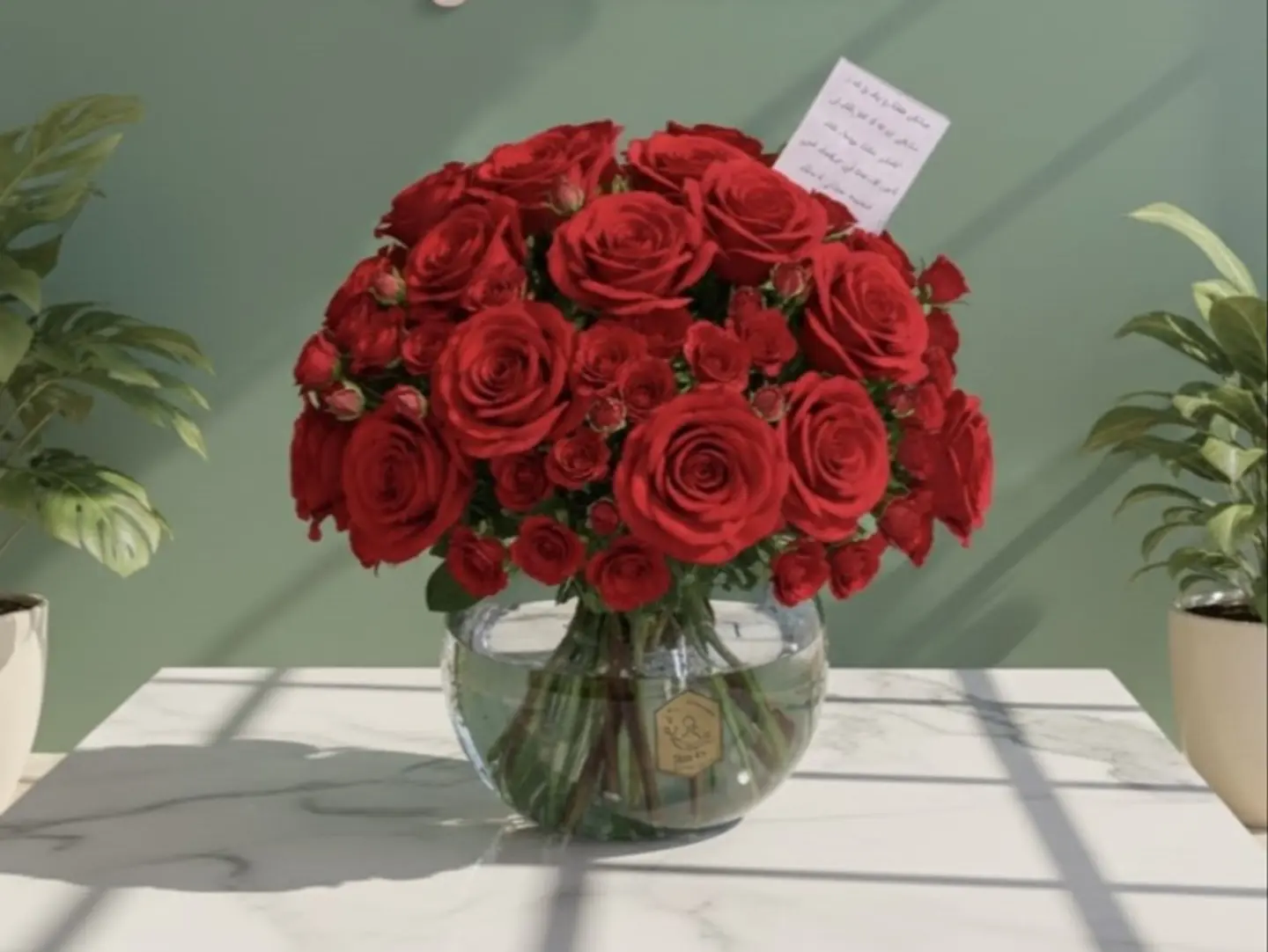 Red Circular Rose Vase