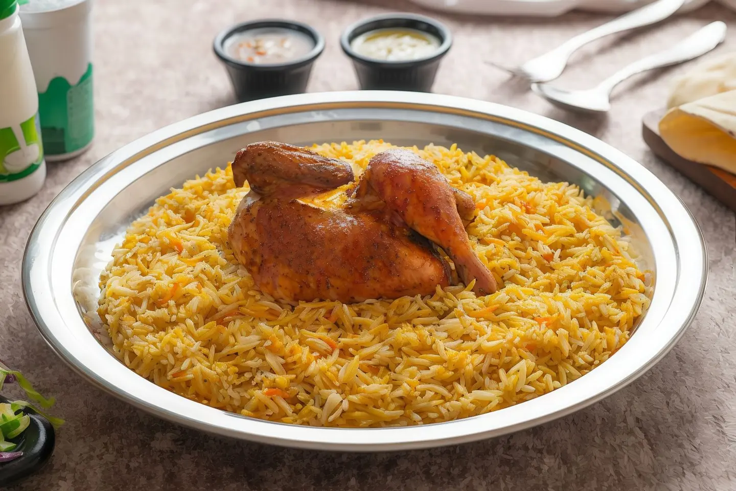 نص دجاج شواية مع الرز