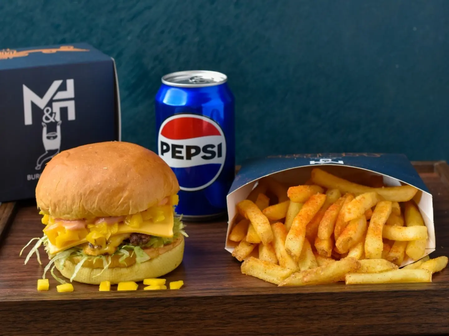 Mango Beef Burger With Fries & Drink