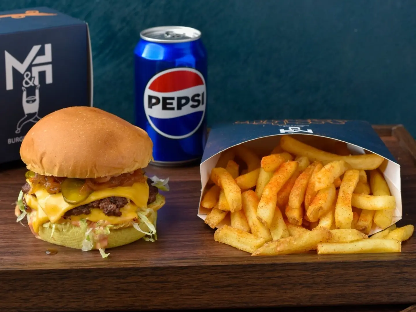 M&H Beef Burger Meal With Fries And Drink