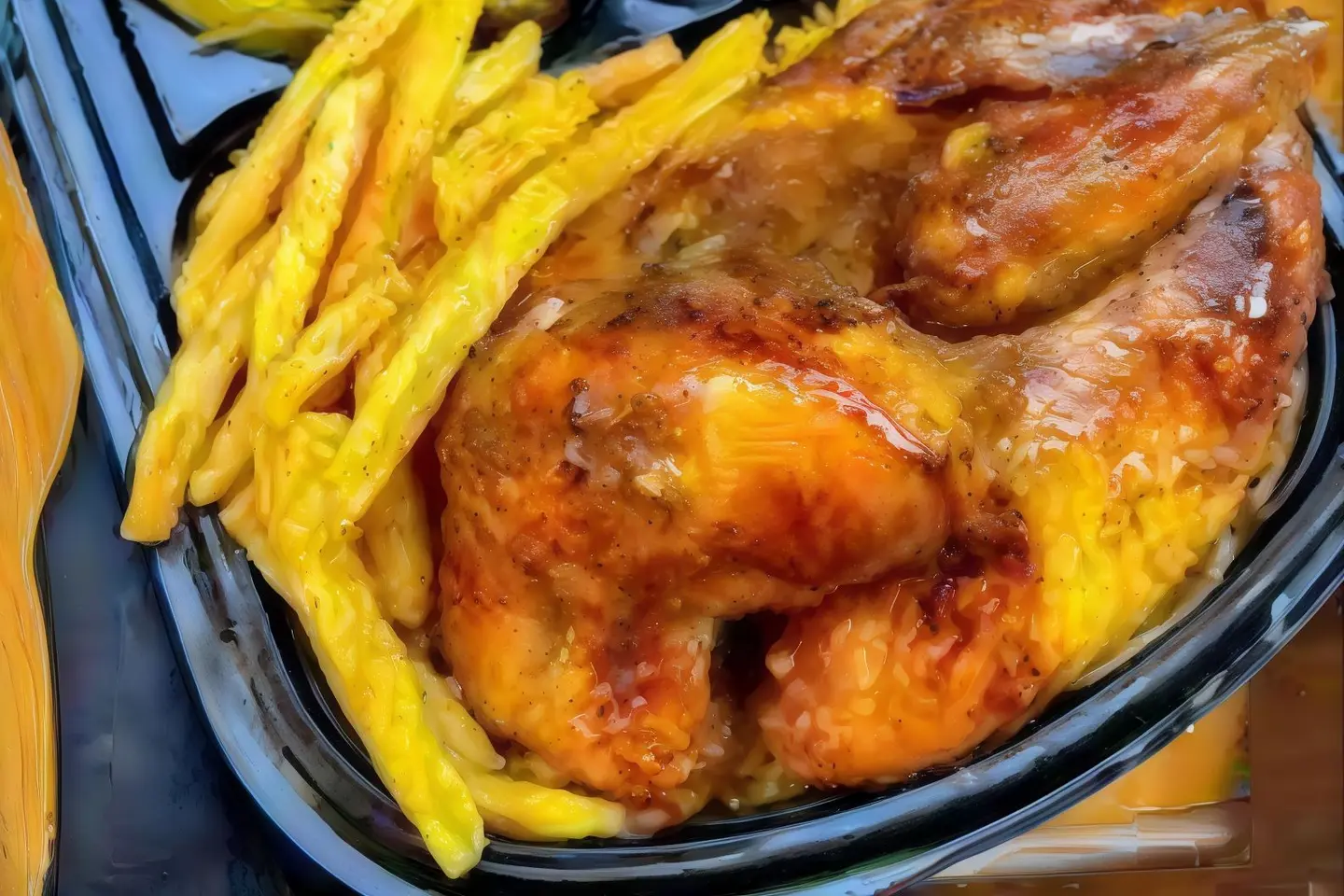 نص دجاج شواية مع كشري وسط