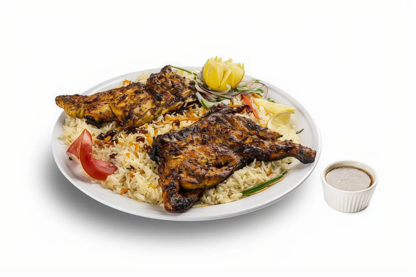 Whole Charcoal Chicken With Rice