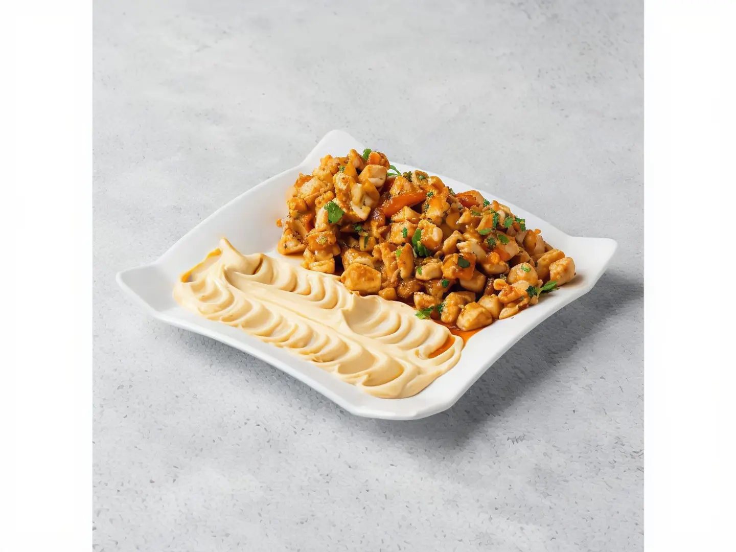 Chicken Mgalgal With Hummus