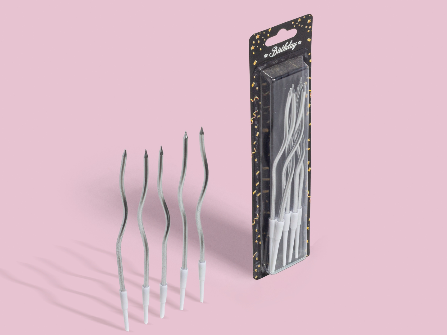 شموع ملتوية فضية