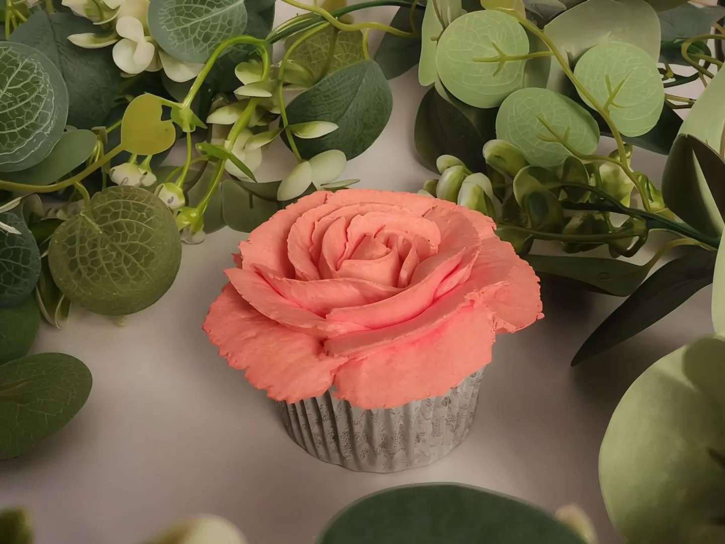 Floral Chocolate Cupcake With Chocolate Mousse & Cranberry Filling