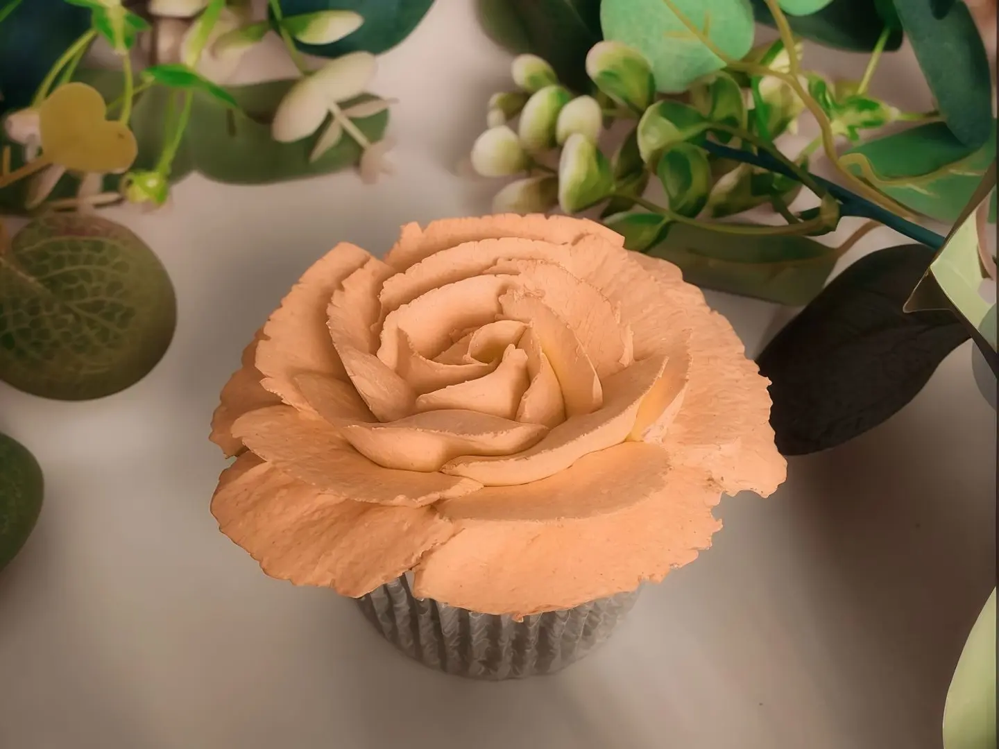 Floral Vanilla Cupcake With Chocolate Mousse Filling