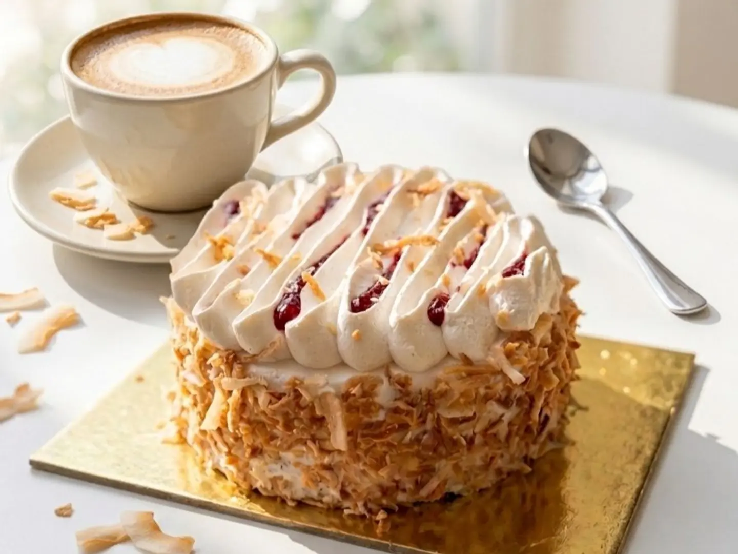 Coconut Cake With Red Berries 10 Cm Round