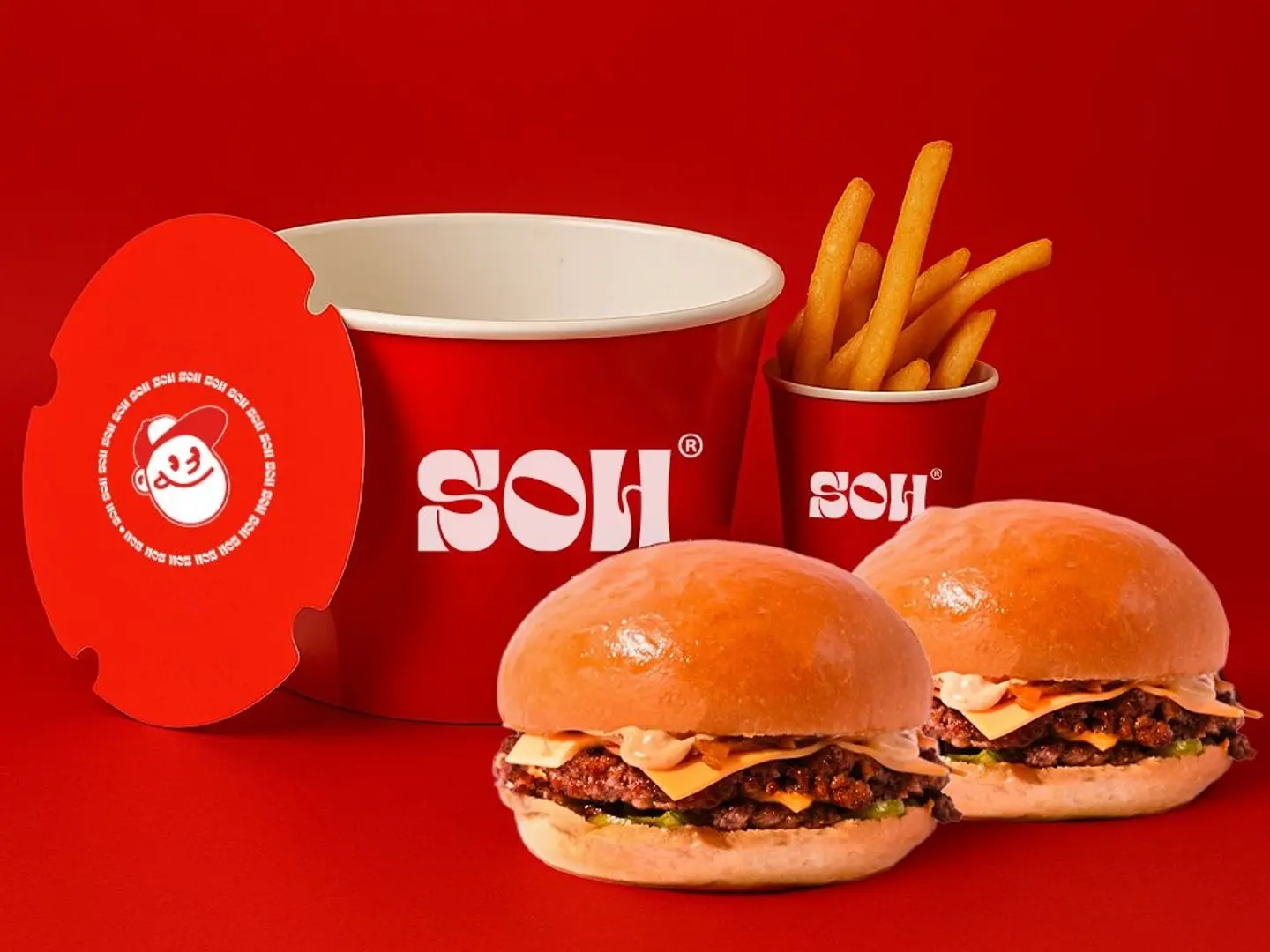 ٢ دبل سماش برجر لحم و بطاطس