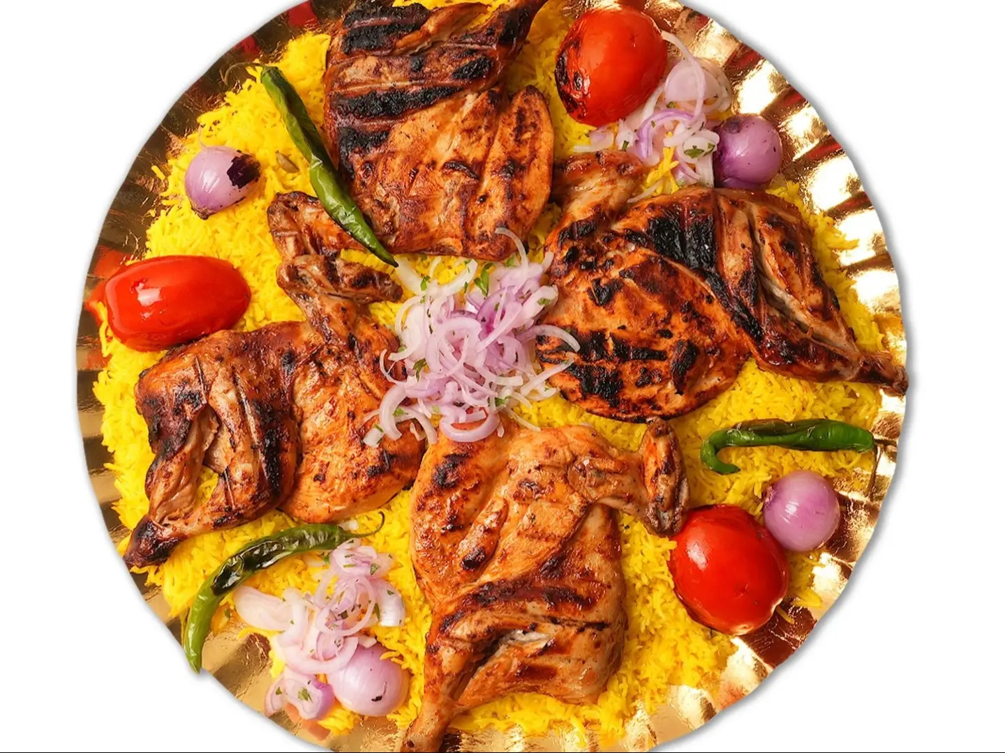 دجاج على الفحم مع ارز