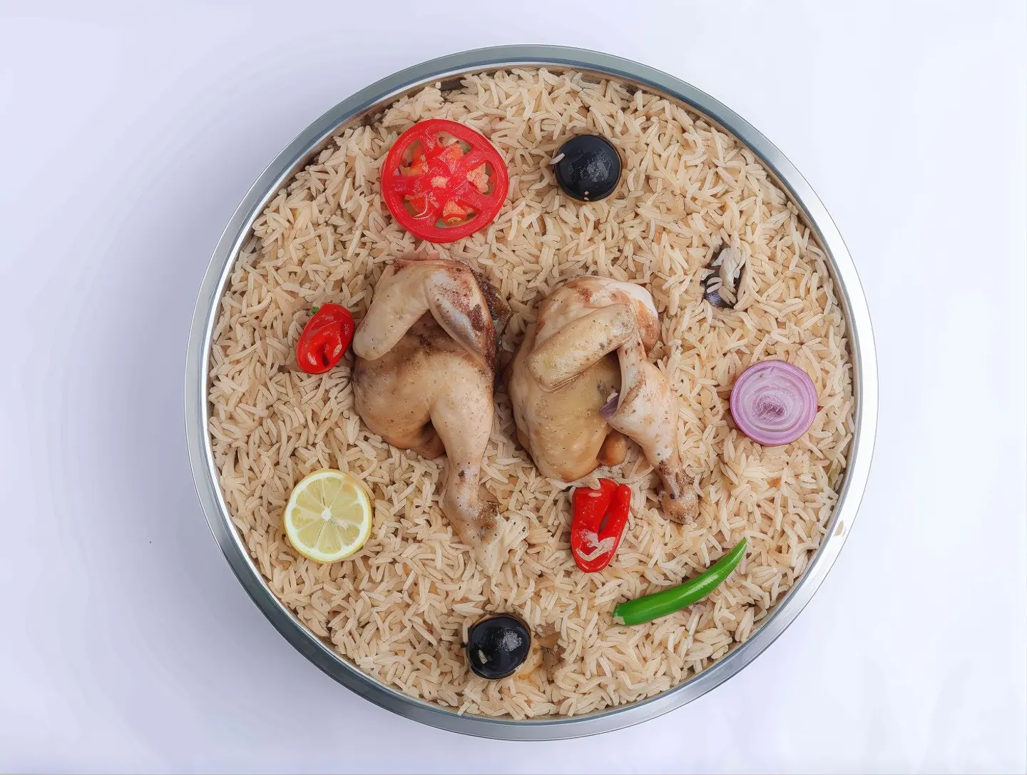 Compressed Kabsa Al Bar With A Piece Of Chicken