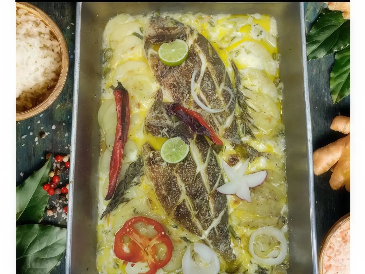 صينية دينيس بطاطس مع الكريمة