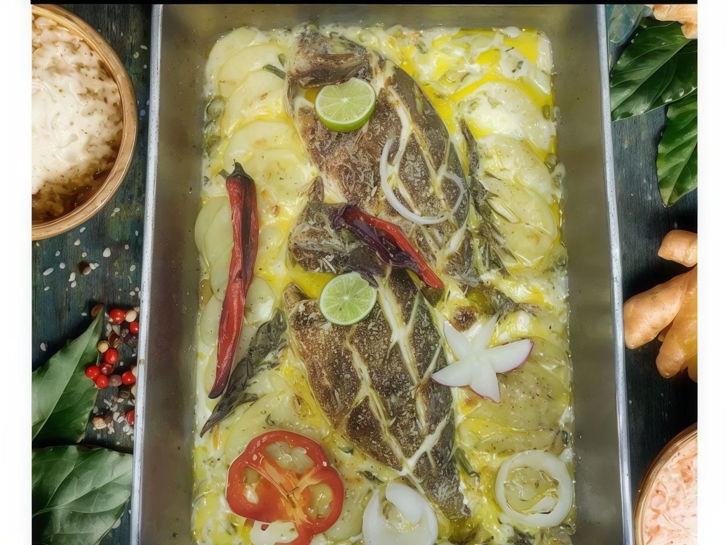 صينية دينيس بطاطس مع الكريمة
