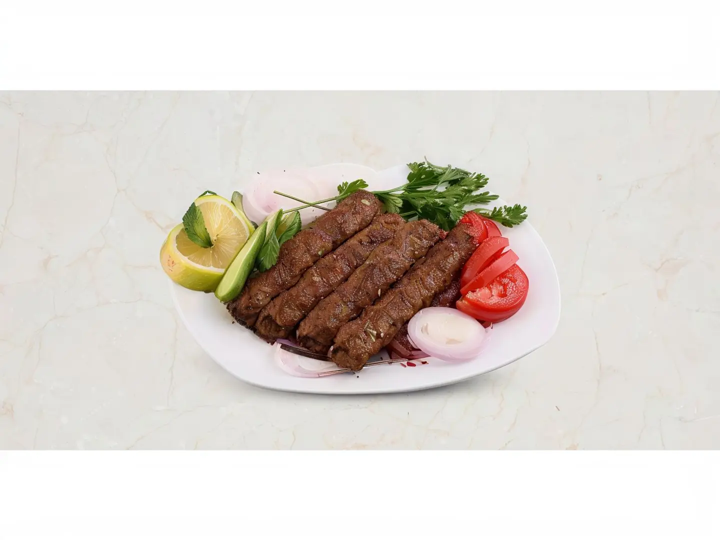 4 Skewers Of Fresh Meat Kebab