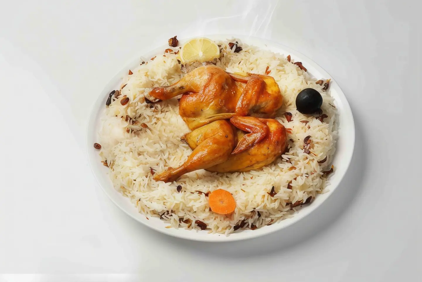 نصف حبة دجاج مندي مع الارز