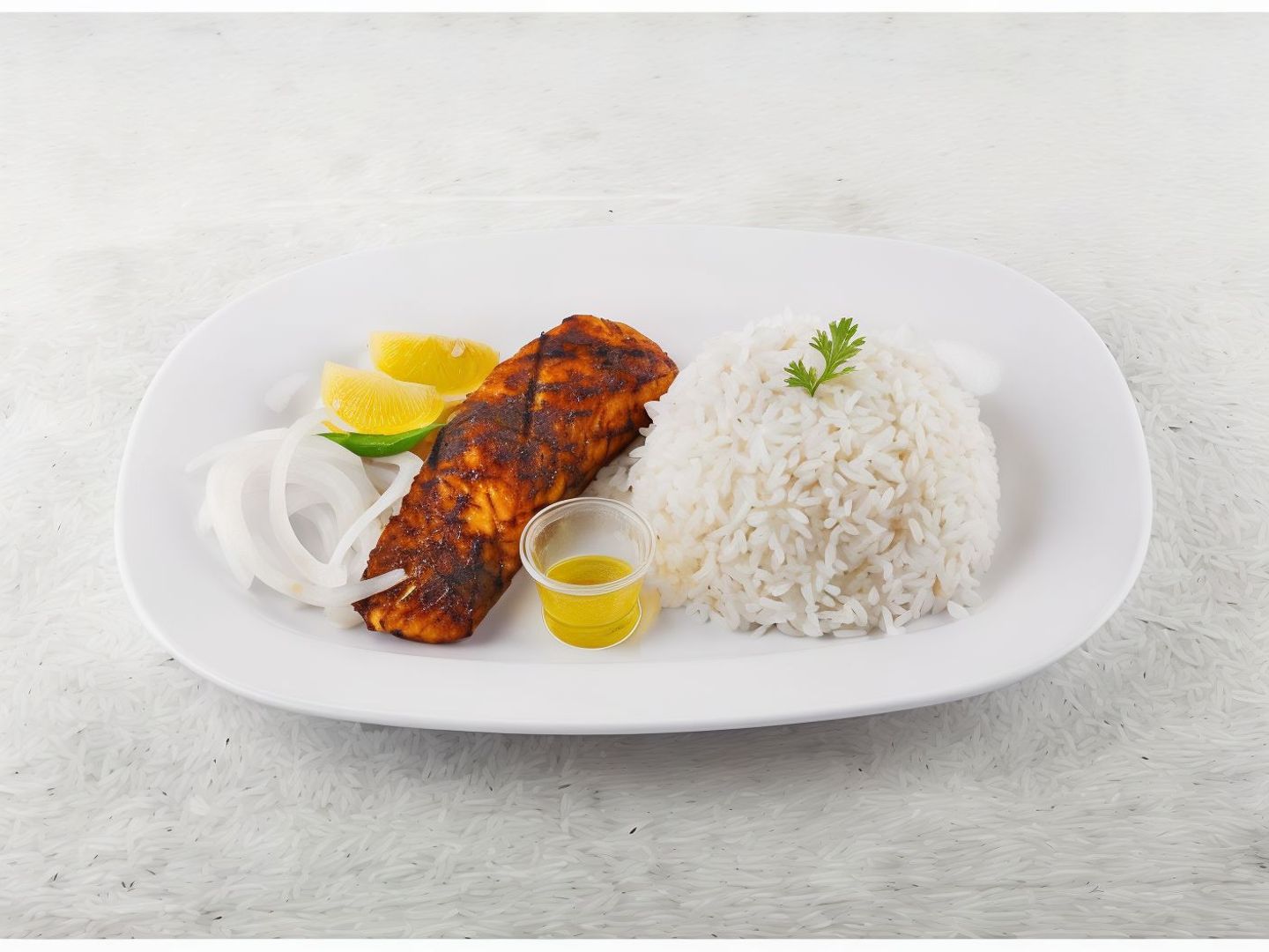 Grilled Fish Fillet With Rice