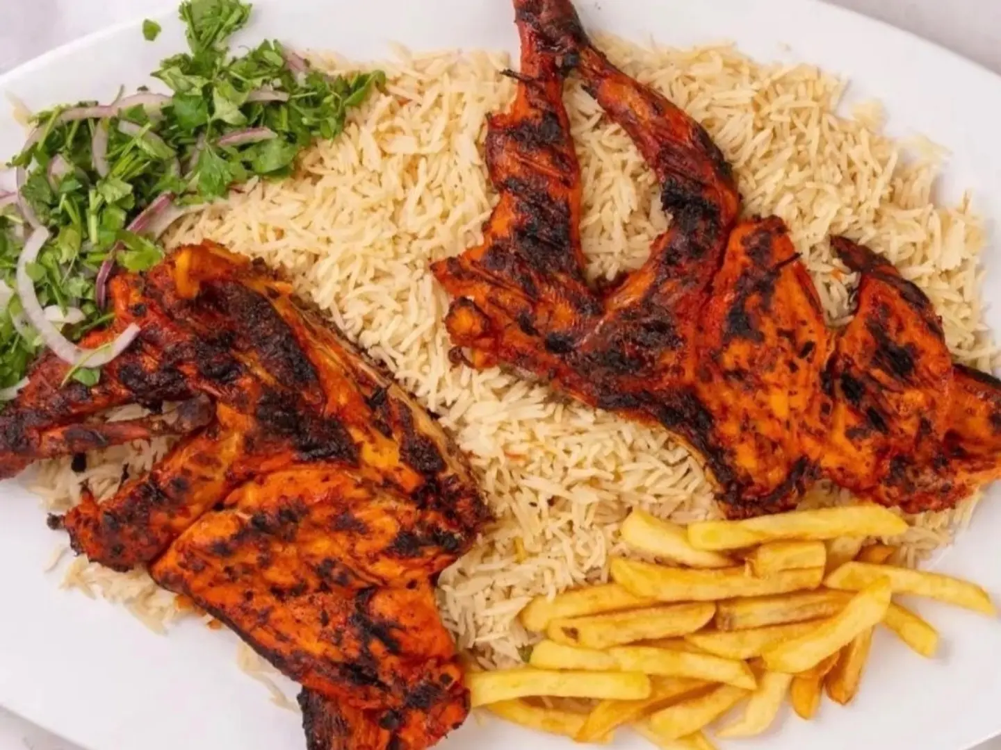 Half A Chicken On Charcoal With Rice