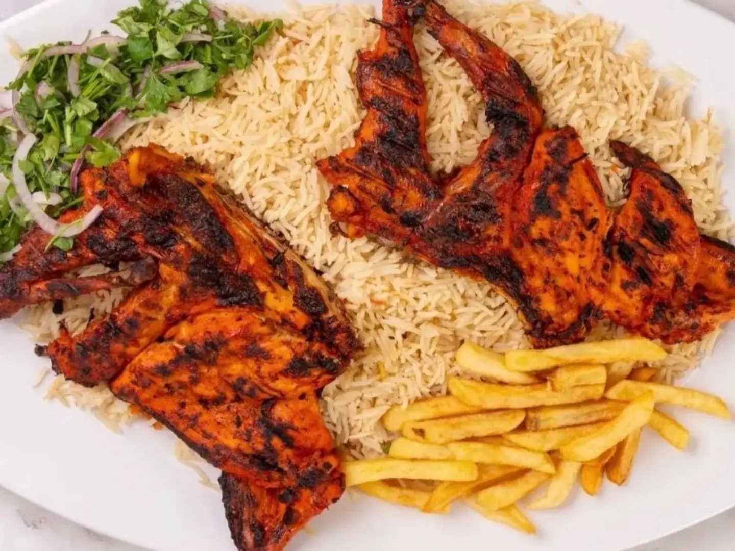 Chicken On Charcoal With Rice
