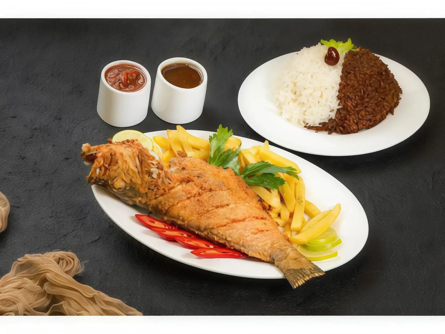 Fried Grouper Meal With Rice
