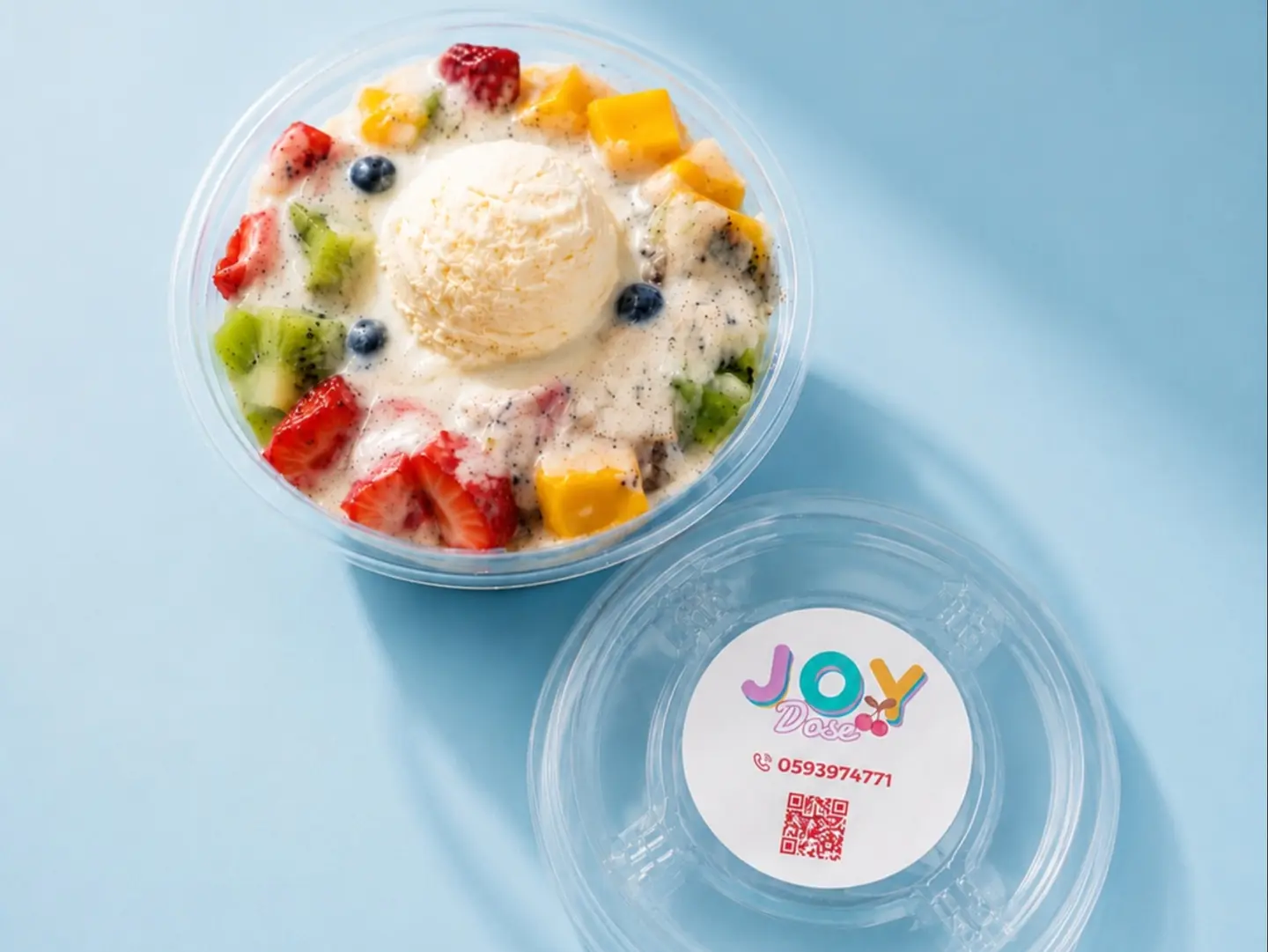 Fruit Salad With Juice And Ice Cream. - Medium