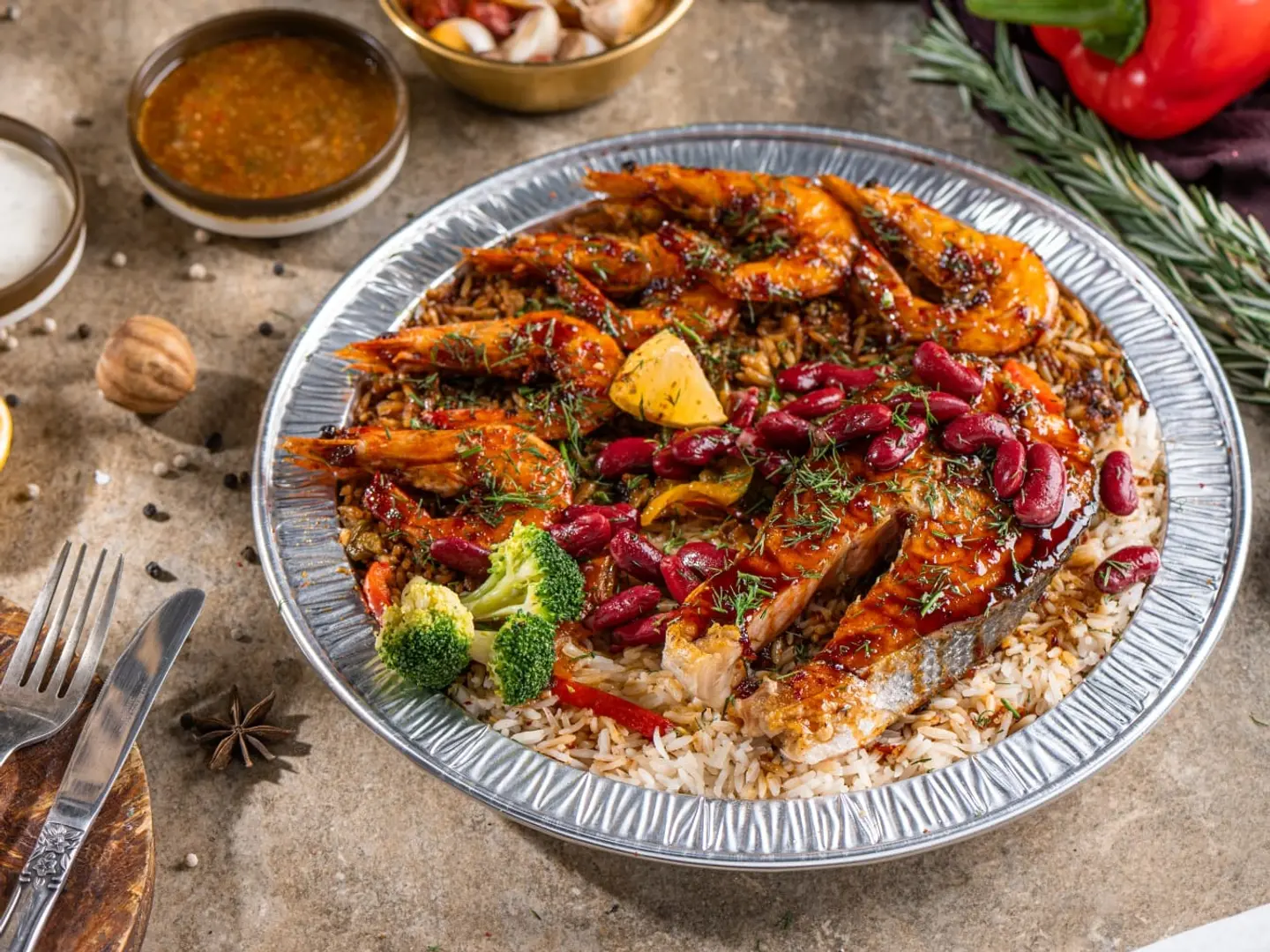 صينية سالمون بوبه المشوية