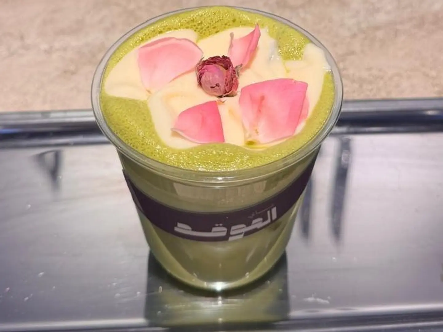 Iced Matcha With Flower Foam