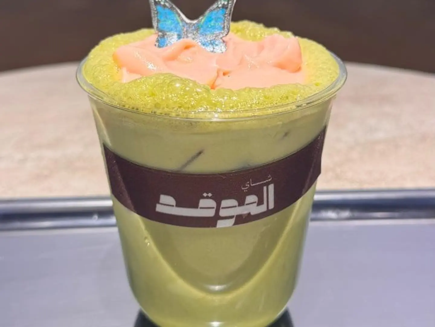 Iced Matcha With Strawberry Foam