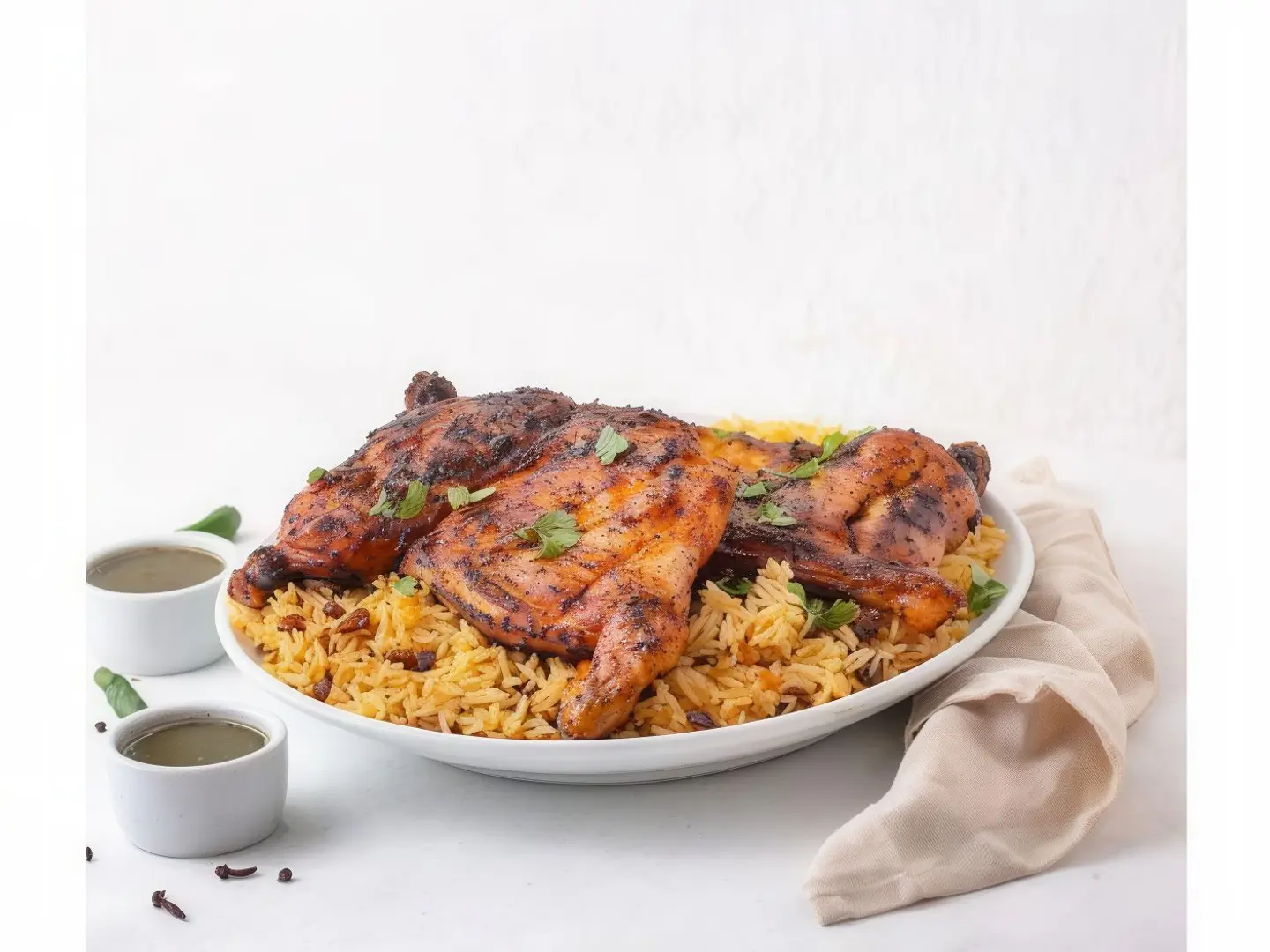 Half Charcoal Chicken With Rice