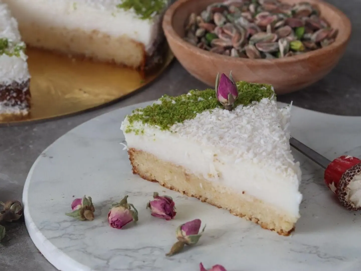 Basbousa With Custard Pieces