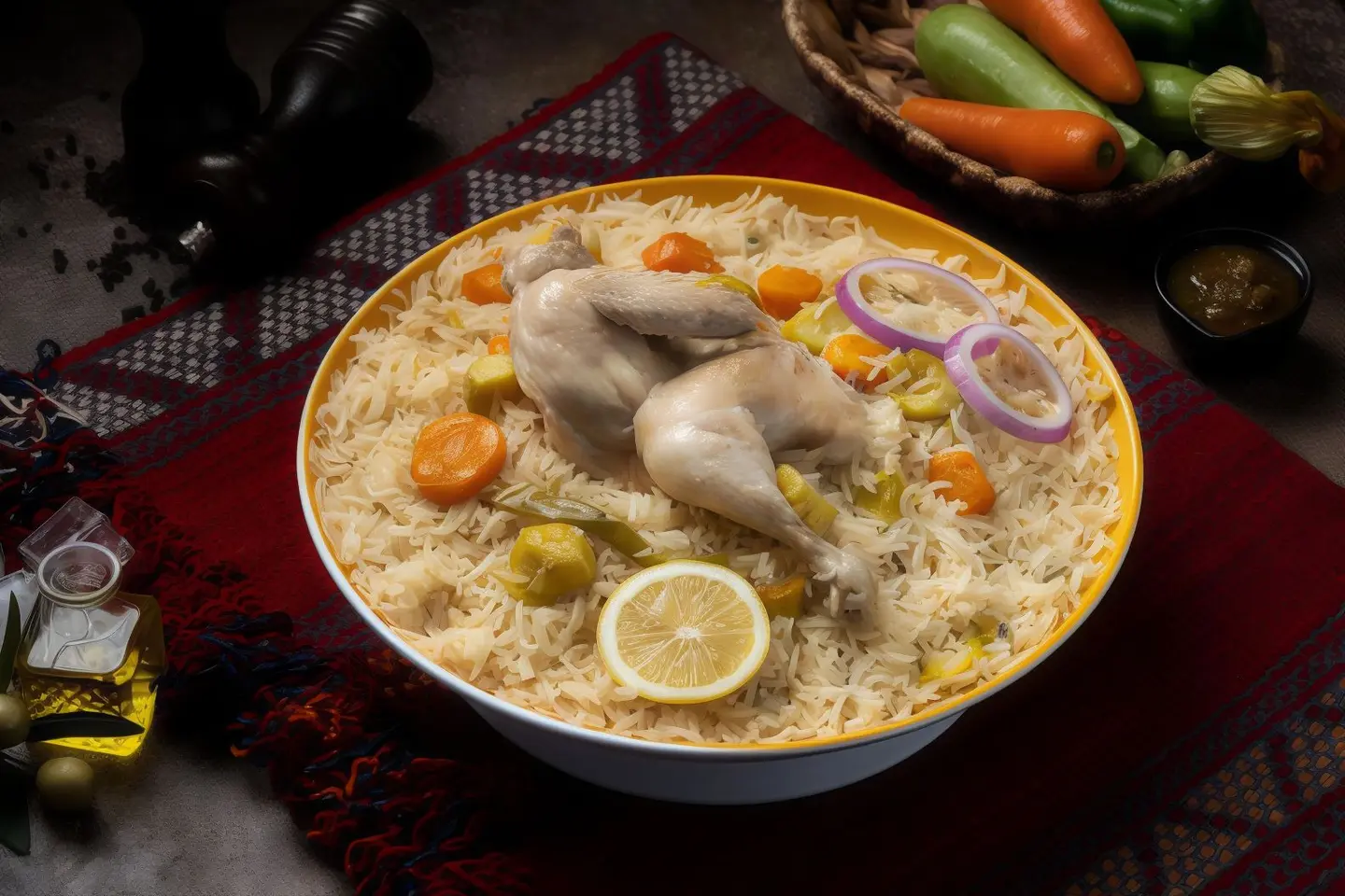 Half Chicken Of Madghot White With Vegetables