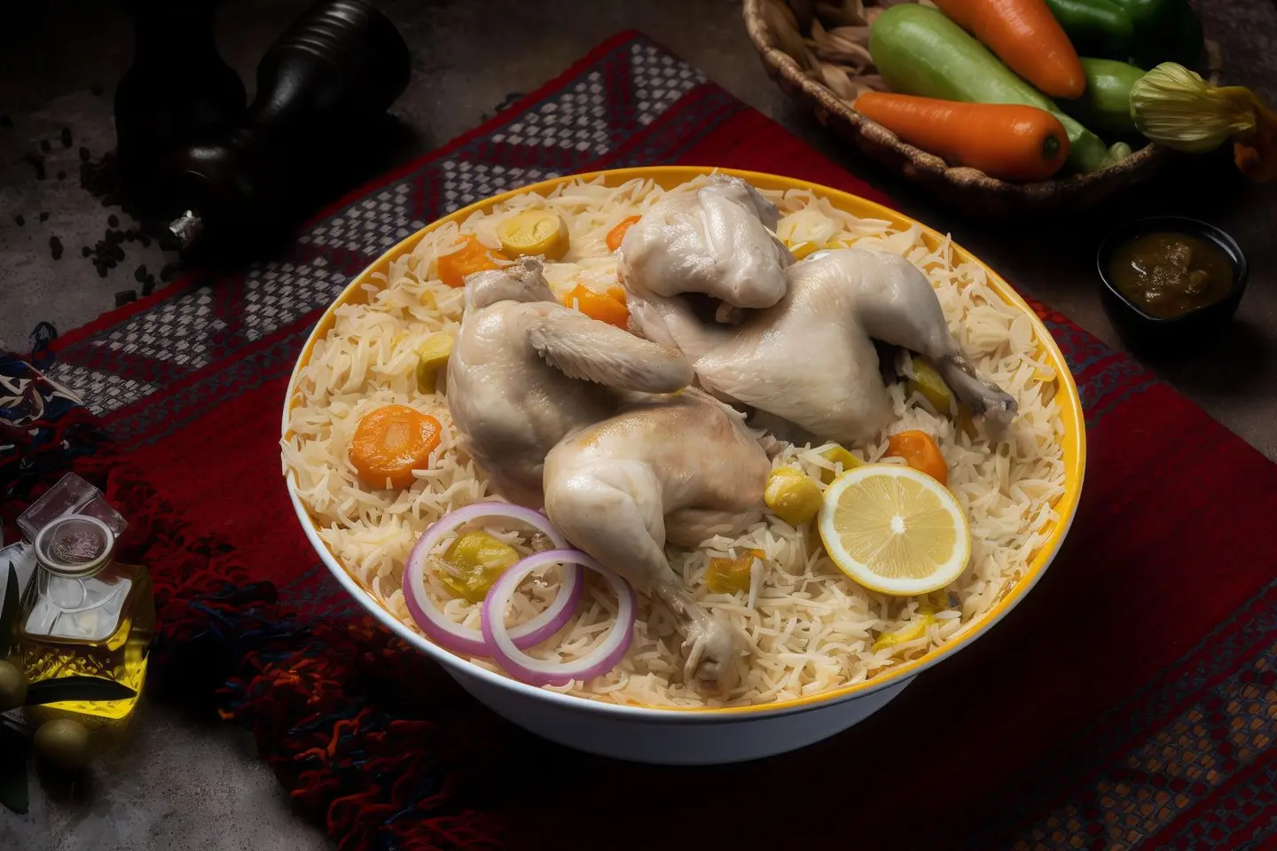 Whole Chicken Of Madghot White With Vegetables