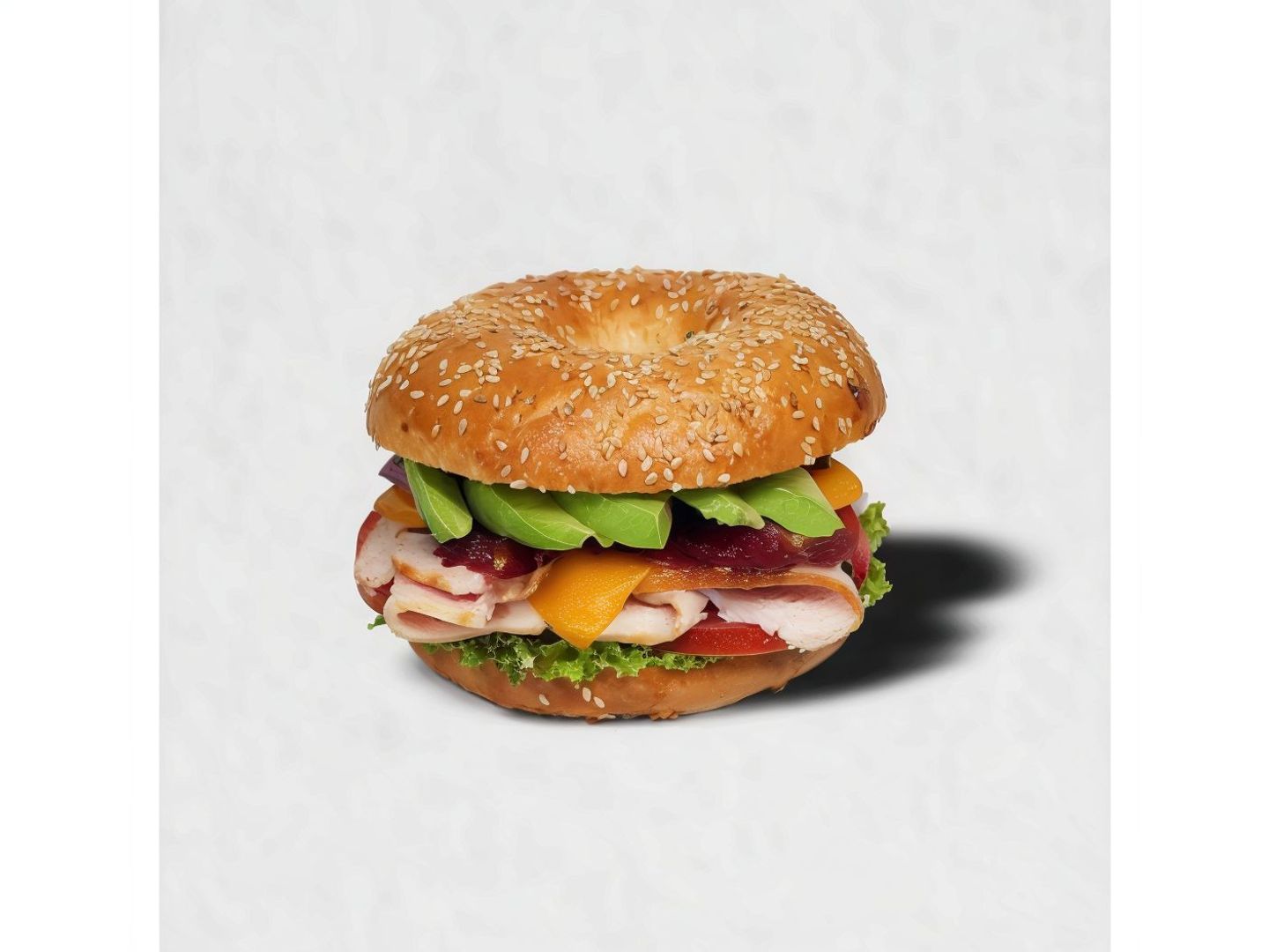 Kale Turkey Club Bagel