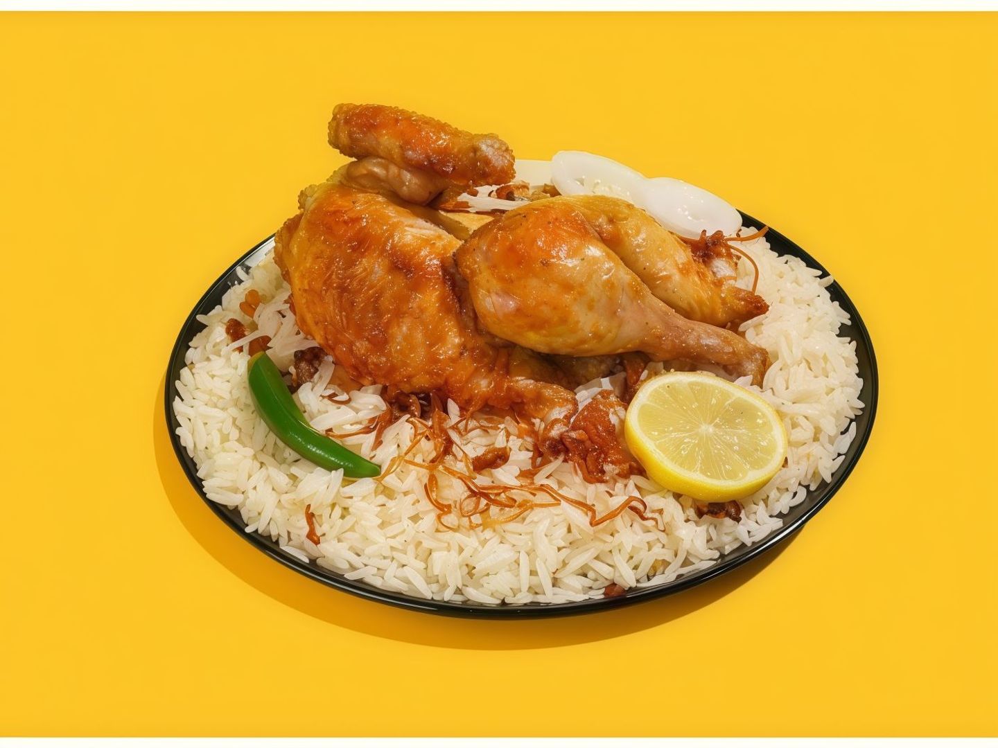 حبة دجاج مقلي مع الأرز