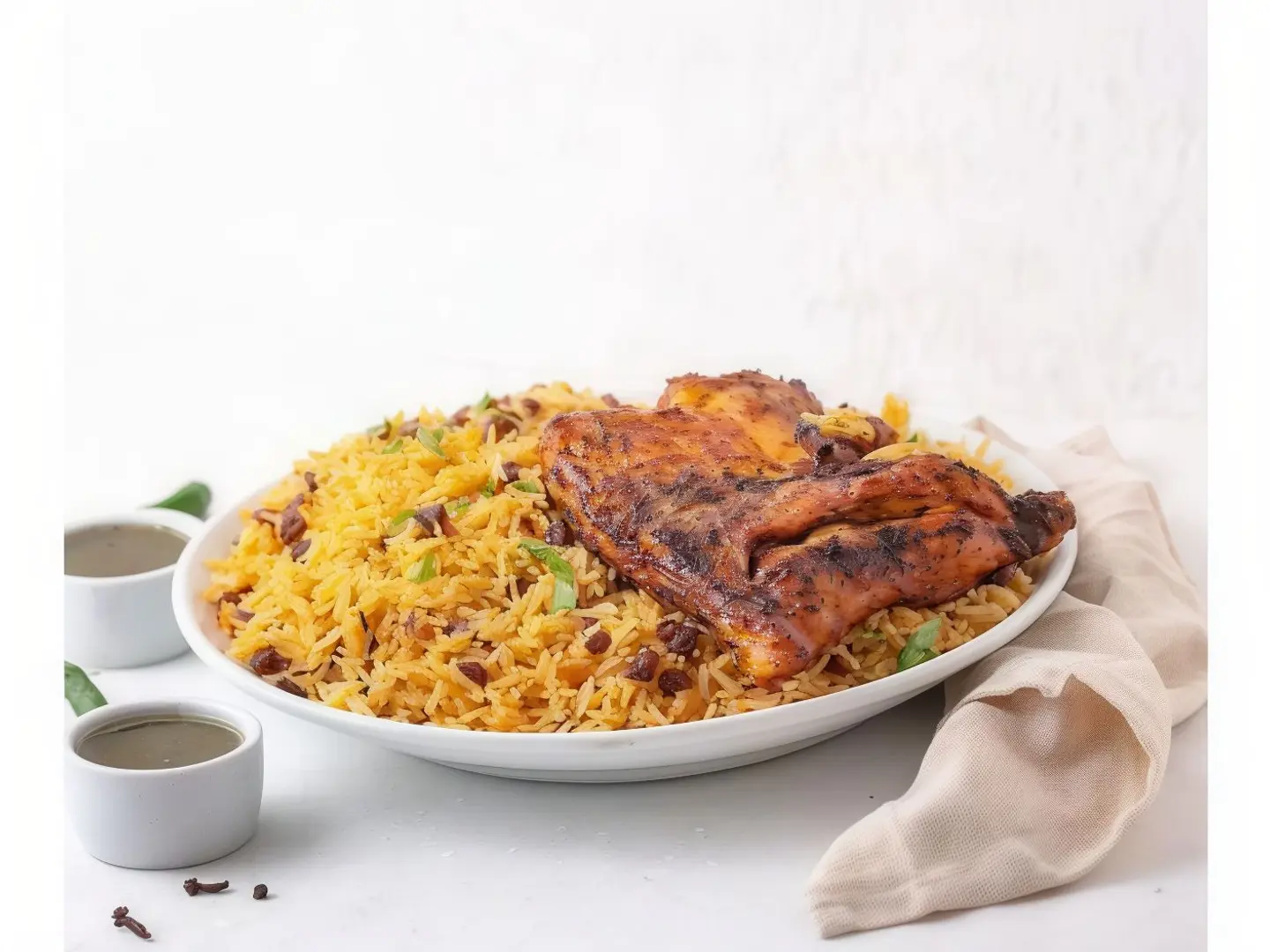 Half Charcoal Chicken With Rice