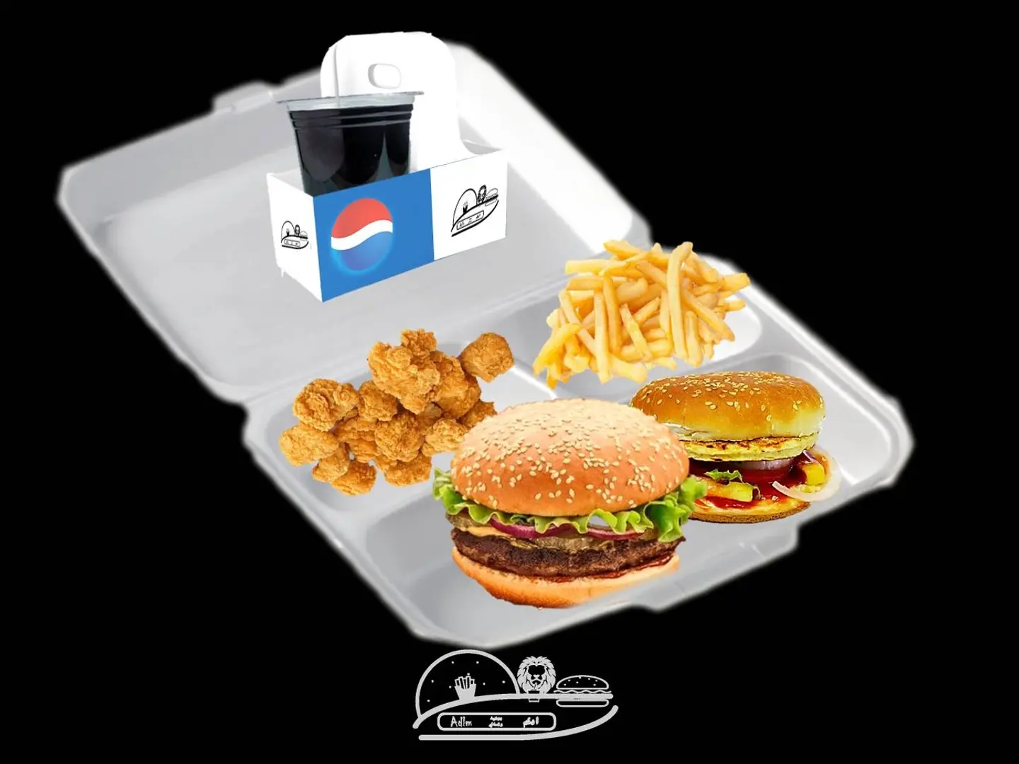 بوكس توأم برجر دجاج صاج او لحم