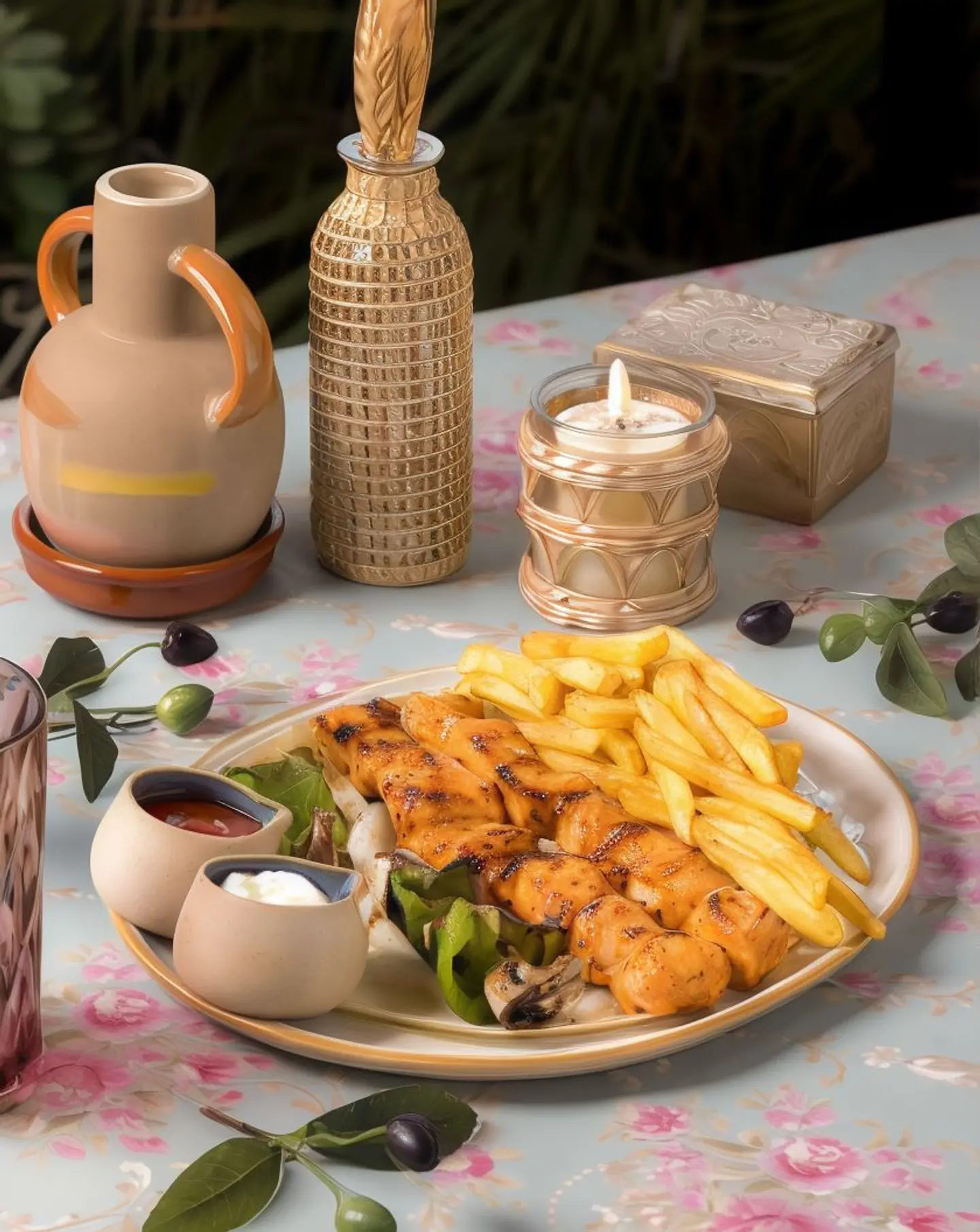 Grilled Chicken Shish Tawouk With French Fries