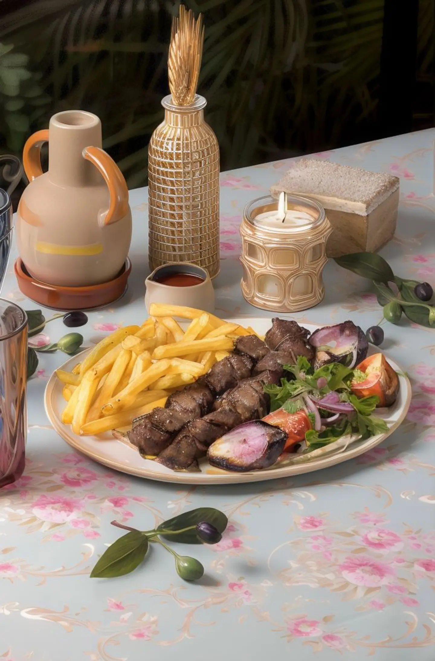Grilled Awsal Platter With French Fries