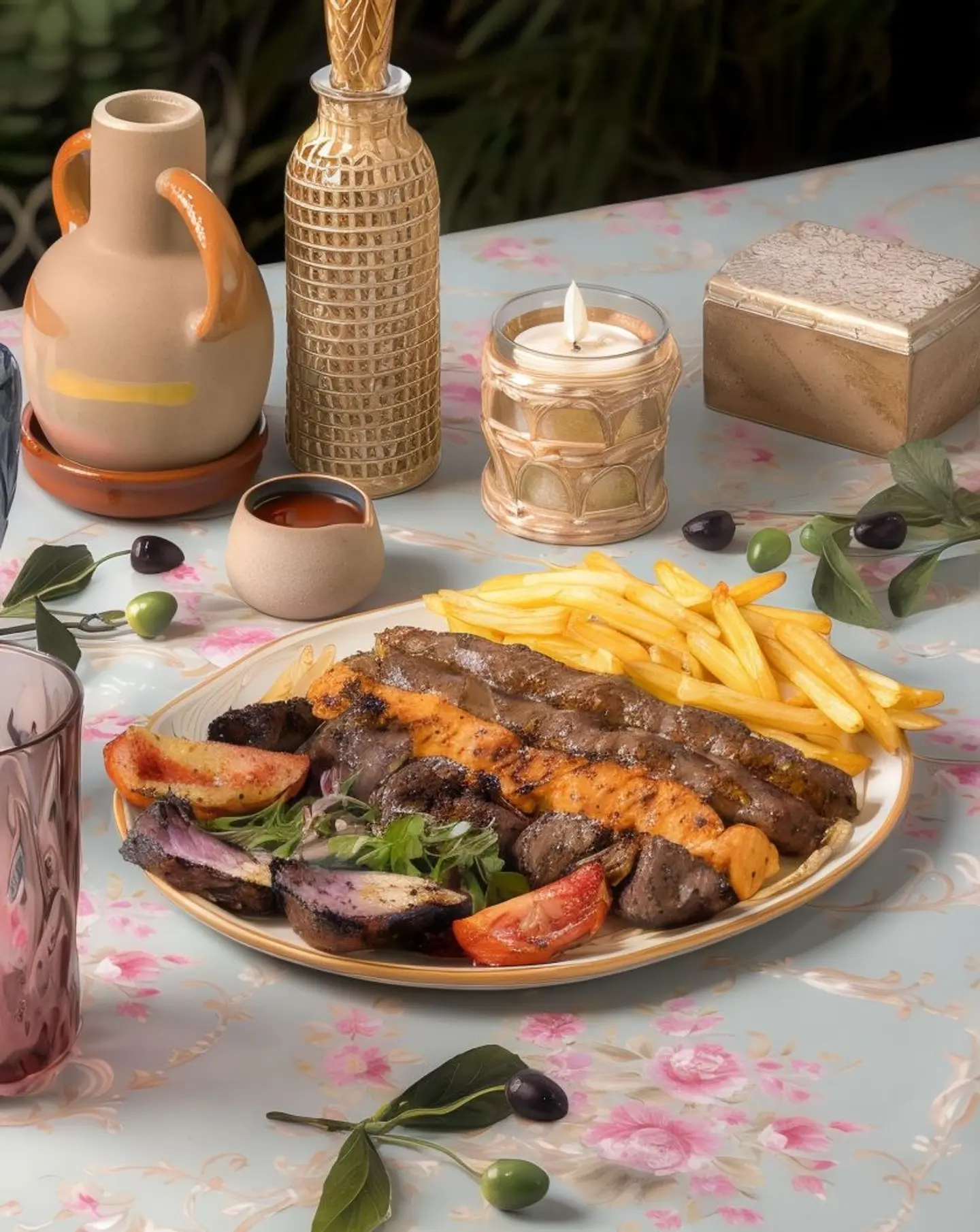 Charcoal Grilled Mixed Grill Platter With French Fries
