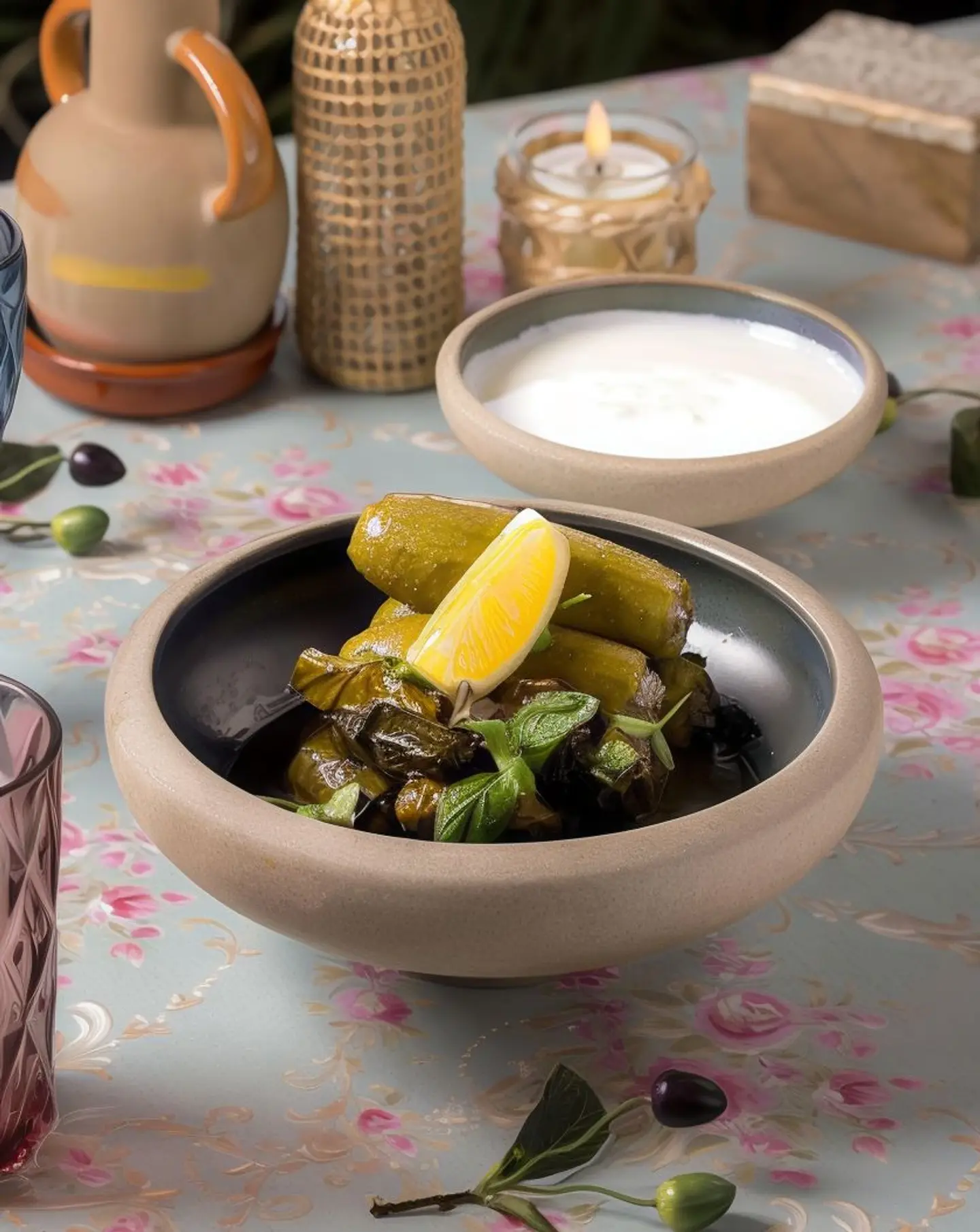 كوسا و ورق عنب مع لبن